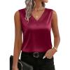 image:imageZeagoo Womens Silk Satin Tank Tops V Neck Casual Camisoles Sleeveless Business Work Blouses Dressy Summer ShirtsWine Red