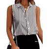 image:imageZeagoo Womens Sleeveless Blouses Stripe Button Down Shirts Collared Tank Top V Neck Work Shirt