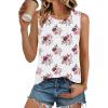 image:imageZeagoo Womens Summer Tank Tops Sleeveless Loose Fit Tunic Blouses Dressy Casual Pleated Front Scoop Neck Boho ShirtsFlower White