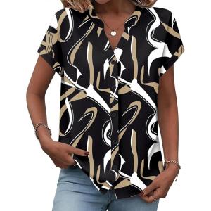 image:imageZeagoo Button Down Shirts for Women Short Sleeve Tops V Neck Collar Blouses Business Casual Outfits S2XLCx312