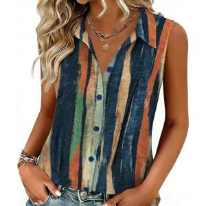 image:imageZeagoo Womens Button Down Shirts Sleeveless Blouses Casual V Neck Tank TopsCx289