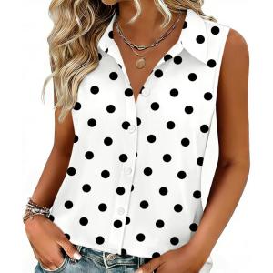 image:imageZeagoo Womens Button Down Shirts Sleeveless Blouses Casual V Neck Tank TopsJh592