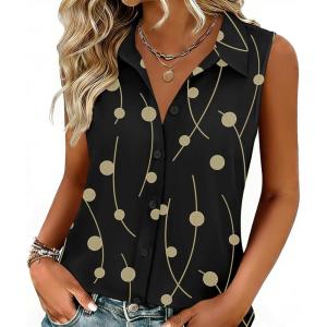 image:imageZeagoo Womens Button Down Shirts Sleeveless Blouses Casual V Neck Tank TopsJh601