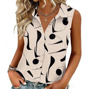 image:imageZeagoo Womens Button Down Shirts Sleeveless Blouses Casual V Neck Tank TopsJh602