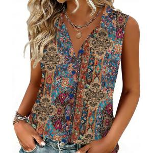 image:imageZeagoo Womens Button Down Shirts Sleeveless Blouses Casual V Neck Tank TopsMz721