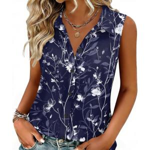 image:imageZeagoo Womens Button Down Shirts Sleeveless Blouses Casual V Neck Tank TopsSf180