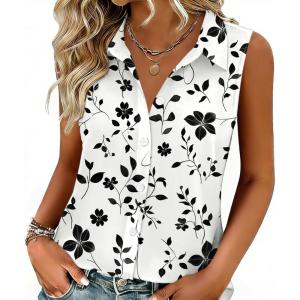 image:imageZeagoo Womens Button Down Shirts Sleeveless Blouses Casual V Neck Tank TopsSf291