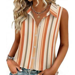 image:imageZeagoo Womens Button Down Shirts Sleeveless Blouses Casual V Neck Tank TopsTw720