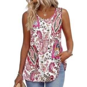 image:imageZeagoo Womens Summer Tank Tops Sleeveless Babydoll Tops Crew Neck Flowy Shirts Loose Fit Tunic Blouses Large