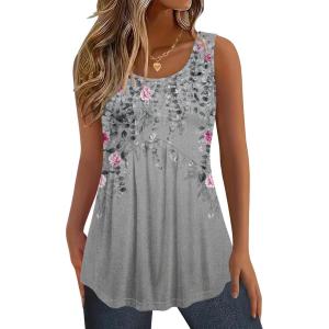 image:imageZeagoo Womens Summer Tank Tops Sleeveless Babydoll Tops Loose Fit Tunic Blouses Crew Neck Flowy Shirts S3XL