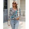 image:imageZeagoo 34 Length Sleeve Womens Tops Casual V Neck Shirts Soft Basic Tees Business Work BlousesBlue Paisley