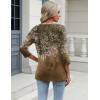 image:imageZeagoo 34 Length Sleeve Womens Tops Casual V Neck Shirts Soft Basic Tees Business Work BlousesBrown Leaves