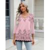 image:imageZeagoo 34 Length Sleeve Womens Tops Casual V Neck Shirts Soft Basic Tees Business Work BlousesPink Floral