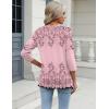 image:imageZeagoo 34 Length Sleeve Womens Tops Casual V Neck Shirts Soft Basic Tees Business Work BlousesPink Floral