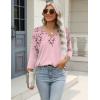 image:imageZeagoo 34 Length Sleeve Womens Tops Casual V Neck Shirts Soft Basic Tees Business Work BlousesPink Floral