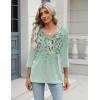image:imageZeagoo 34 Length Sleeve Womens Tops Casual V Neck Shirts Soft Basic Tees Business Work BlousesSpring Bird