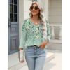 image:imageZeagoo 34 Length Sleeve Womens Tops Casual V Neck Shirts Soft Basic Tees Business Work BlousesSpring Bird