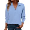 image:imageZeagoo Womens Button Down Shirt Long Sleeve Blouse Business Work Tops Dressy Casual Floral Printed Outfits with PocketBlight Blue