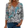 image:imageZeagoo 34 Length Sleeve Womens Tops Casual V Neck Shirts Soft Basic Tees Business Work BlousesBlue Paisley
