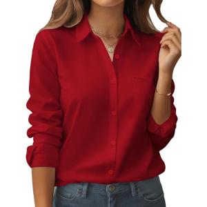 image:imageZeagoo Womens Button Down Shirt Long Sleeve Blouse Business Work Tops Dressy Casual Floral Printed Outfits with PocketBred
