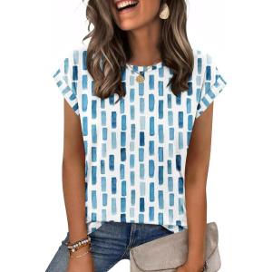 image:imageZeagoo Womens Tops Summer Casual Cap Sleeve Tshirts Shirts Business Dressy Spring Fashion Outfits Trendy ClothesBlue and White