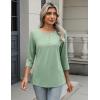 image:imageZeagoo 34 Length Sleeve Women Tops Crew Neck Blouses Dressy Casual Summer T Shirts Loose Fit Business Work ClothesBlight Green