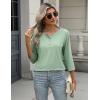 image:imageZeagoo 34 Length Sleeve Women Tops Crew Neck Blouses Dressy Casual Summer T Shirts Loose Fit Business Work ClothesBlight Green