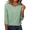 image:imageZeagoo 34 Length Sleeve Women Tops Crew Neck Blouses Dressy Casual Summer T Shirts Loose Fit Business Work ClothesBlight Green