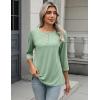 image:imageZeagoo 34 Length Sleeve Women Tops Crew Neck Blouses Dressy Casual Summer T Shirts Loose Fit Business Work ClothesBlight Green