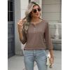 image:imageZeagoo 34 Length Sleeve Women Tops Crew Neck Blouses Dressy Casual Summer T Shirts Loose Fit Business Work ClothesBrown