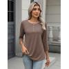 image:imageZeagoo 34 Length Sleeve Women Tops Crew Neck Blouses Dressy Casual Summer T Shirts Loose Fit Business Work ClothesBrown