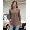 image:imageZeagoo 34 Length Sleeve Women Tops Crew Neck Blouses Dressy Casual Summer T Shirts Loose Fit Business Work ClothesBrown