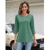 image:imageZeagoo 34 Length Sleeve Women Tops Crew Neck Blouses Dressy Casual Summer T Shirts Loose Fit Business Work ClothesGreen
