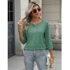 image:imageZeagoo 34 Length Sleeve Women Tops Crew Neck Blouses Dressy Casual Summer T Shirts Loose Fit Business Work ClothesGreen
