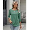 image:imageZeagoo 34 Length Sleeve Women Tops Crew Neck Blouses Dressy Casual Summer T Shirts Loose Fit Business Work ClothesGreen