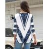 image:imageZeagoo 34 Length Sleeve Women Tops Crew Neck Blouses Dressy Casual Summer T Shirts Loose Fit Business Work ClothesJh563white Blue