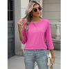 image:imageZeagoo 34 Length Sleeve Women Tops Crew Neck Blouses Dressy Casual Summer T Shirts Loose Fit Business Work ClothesPink