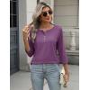 image:imageZeagoo 34 Length Sleeve Women Tops Crew Neck Blouses Dressy Casual Summer T Shirts Loose Fit Business Work ClothesPurple