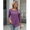 image:imageZeagoo 34 Length Sleeve Women Tops Crew Neck Blouses Dressy Casual Summer T Shirts Loose Fit Business Work ClothesPurple