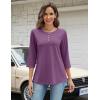 image:imageZeagoo 34 Length Sleeve Women Tops Crew Neck Blouses Dressy Casual Summer T Shirts Loose Fit Business Work ClothesPurple