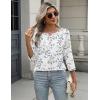image:imageZeagoo 34 Length Sleeve Women Tops Crew Neck Blouses Dressy Casual Summer T Shirts Loose Fit Business Work ClothesSp106leaves