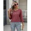 image:imageZeagoo 34 Length Sleeve Women Tops Crew Neck Blouses Dressy Casual Summer T Shirts Loose Fit Business Work ClothesWine Red