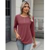 image:imageZeagoo 34 Length Sleeve Women Tops Crew Neck Blouses Dressy Casual Summer T Shirts Loose Fit Business Work ClothesWine Red