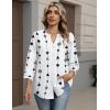 image:imageZeagoo Button Down Shirts for Women 34 Sleeve Linen Cotton V Neck Tops Dressy Casual Loose Work BlousesGeometric Whitejh599