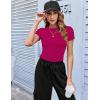 image:imageZeagoo Women Crewneck Slim Fitted Short Sleeve T Shirts Cute Stretchy Bodycon Basic Tee TopsHot Pink