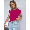 image:imageZeagoo Women Crewneck Slim Fitted Short Sleeve T Shirts Cute Stretchy Bodycon Basic Tee TopsHot Pink