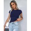 image:imageZeagoo Women Crewneck Slim Fitted Short Sleeve T Shirts Cute Stretchy Bodycon Basic Tee TopsNavy Blue