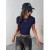image:imageZeagoo Women Crewneck Slim Fitted Short Sleeve T Shirts Cute Stretchy Bodycon Basic Tee TopsNavy Blue