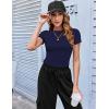 image:imageZeagoo Women Crewneck Slim Fitted Short Sleeve T Shirts Cute Stretchy Bodycon Basic Tee TopsNavy Blue