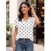 image:imageZeagoo Womens Summer Tops Rolled Short Sleeve V Neck Shirts Casual Dressy Business Work Blouses OutfitsPolka Dotjh592